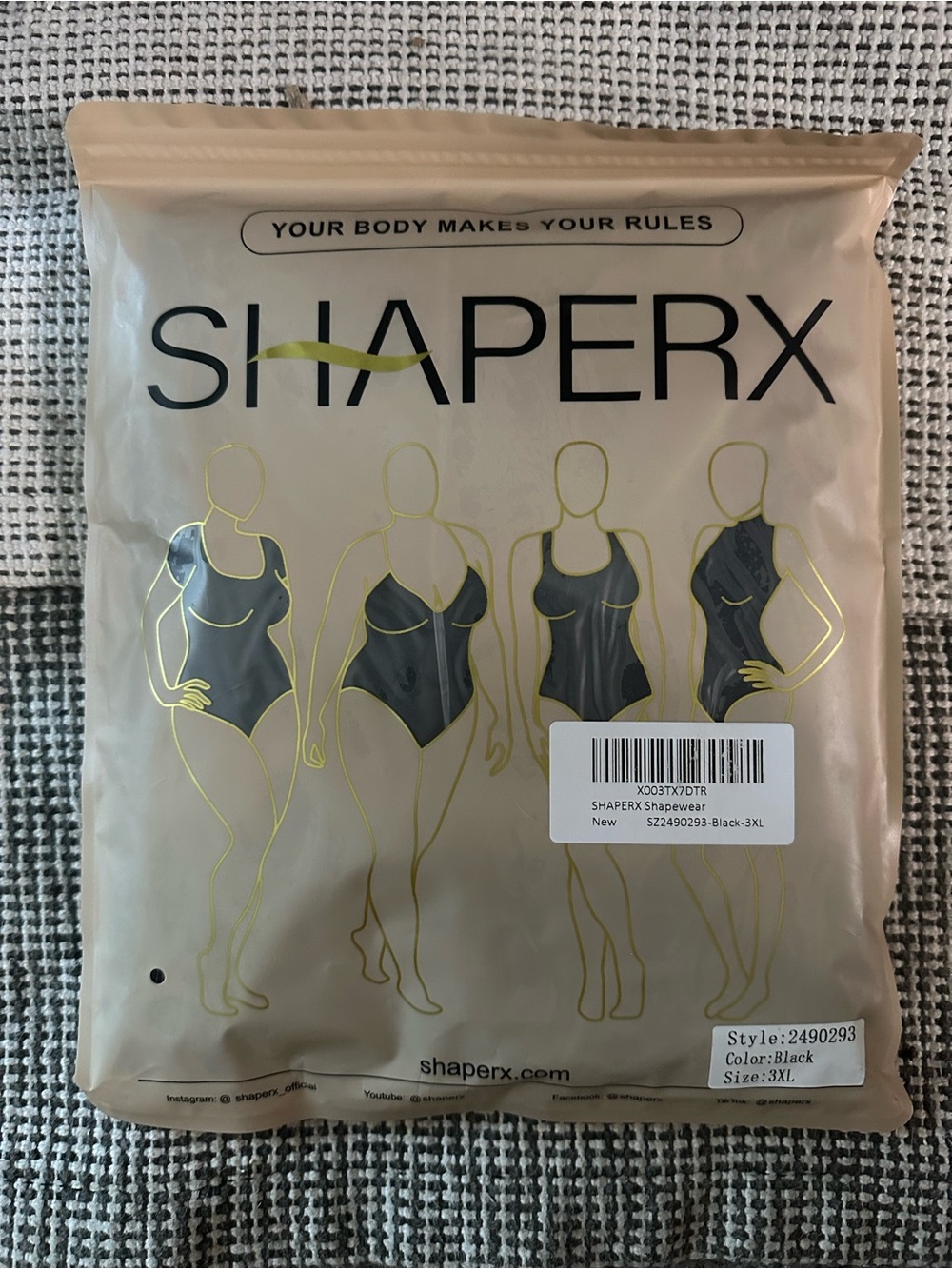 SHAPERX Women's Black Sculpting Bodysuit - 3XL